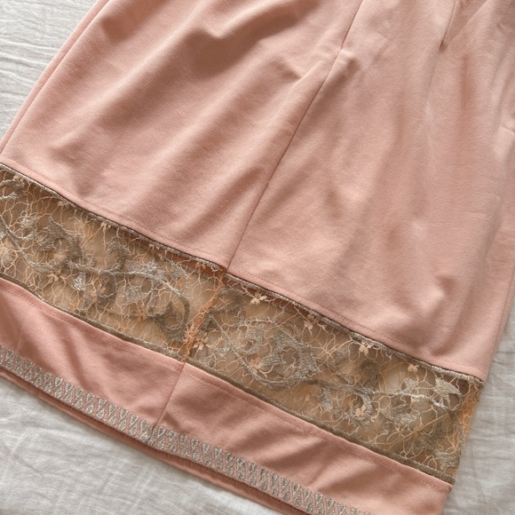 Soieblu Pale Pink Off the Shoulder Mini Dress with Embroidered Bell Sleeves - Picture 3 of 4